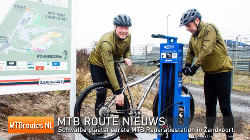 Schwalbe plaatst eerste MTB Reparatiestation in Zandvoort.