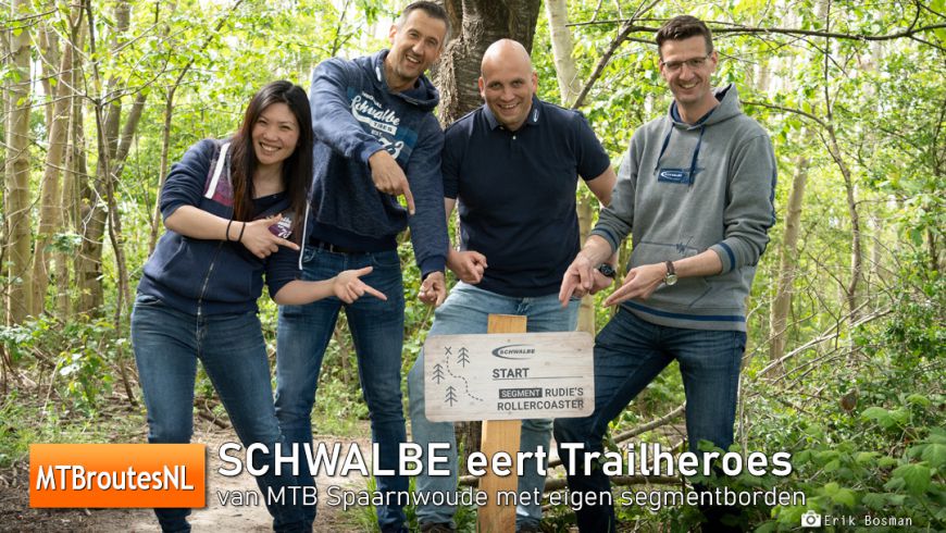 Schwalbe eert Trailheroes van MTB Spaarnwoude  met eigen segmentborden
