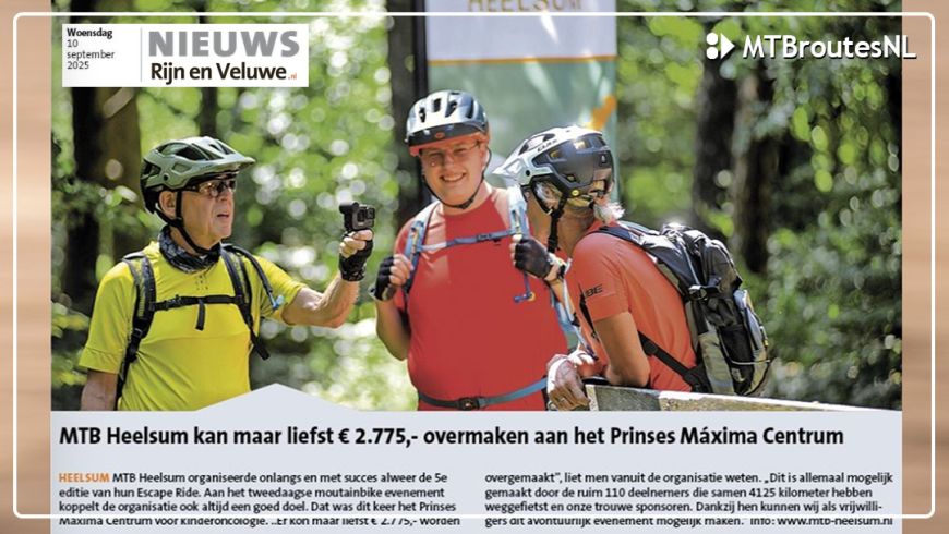 MTB Heelsum maakt € 2.275,- over aan Prinses Máxima Centrum