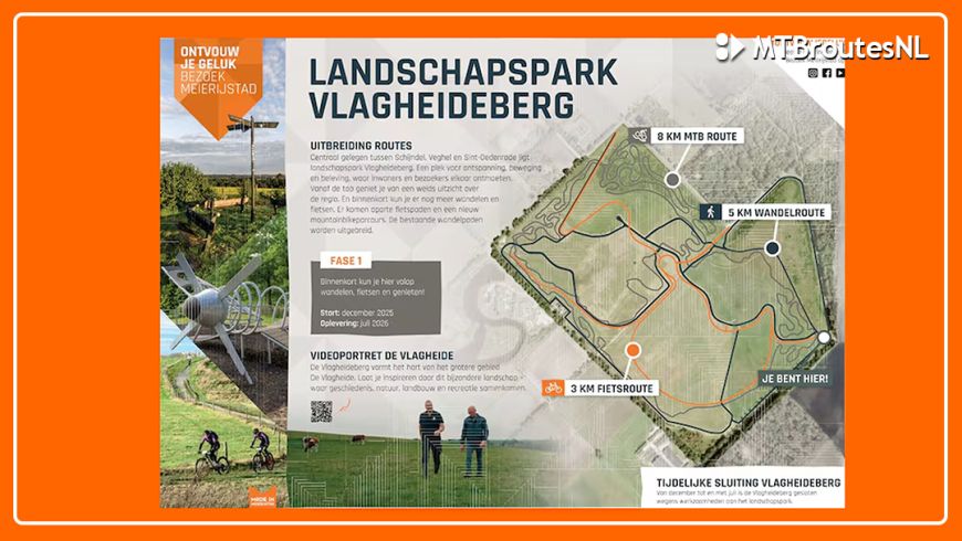 Nieuwe MTBroute van 8 km op Vlagheideberg in Eerde (N.Br)