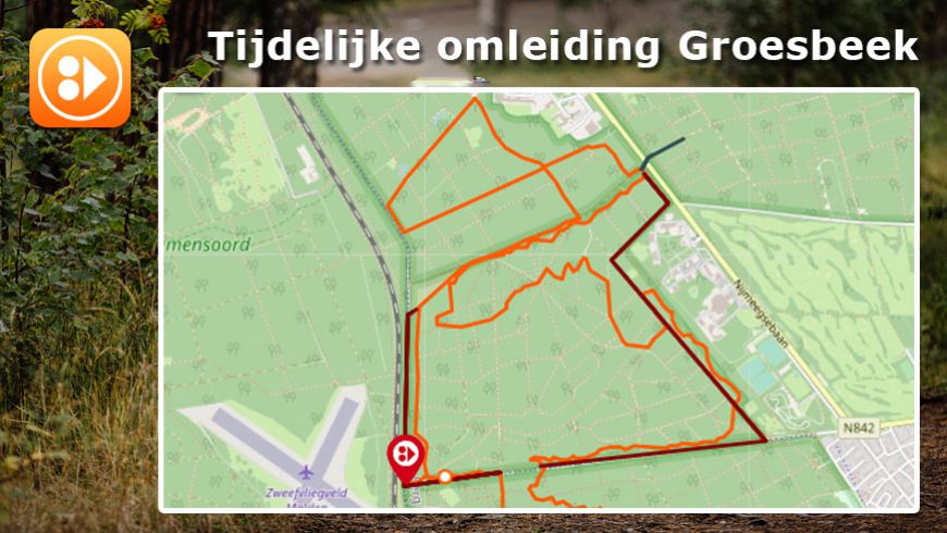 Tijdelijke omleiding MTBroute Groesbeek